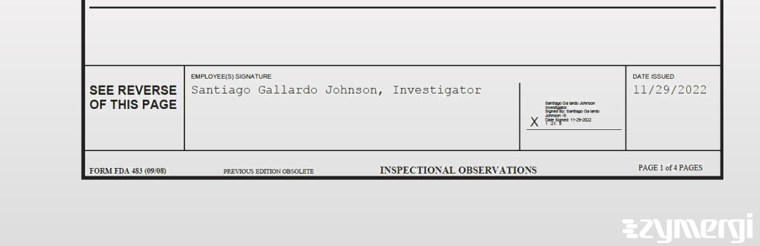 Santiago Gallardo Johnson FDA Investigator Gallardo Johnson, Santiago FDA Investigator 