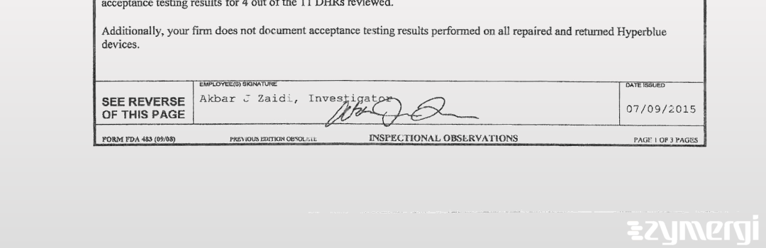Akbar J. Zaidi FDA Investigator