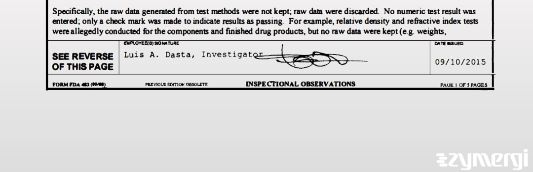 Luis A. Dasta FDA Investigator