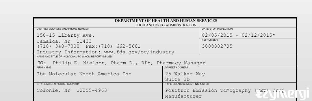 FDANews 483 Iba Molecular North America, Inc. Feb 12 2015 top