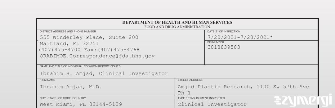 FDANews 483 Ibrahim Amjad, M.D. Jul 28 2021 top