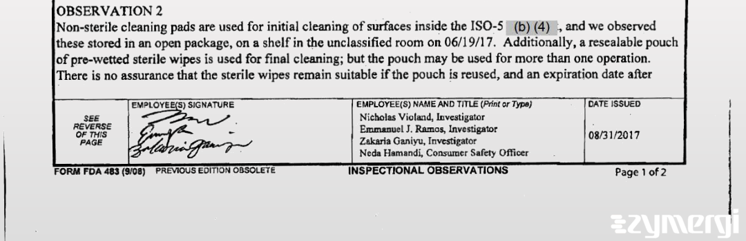 Nicholas A. Violand FDA Investigator Emmanuel J. Ramos FDA Investigator Zakaria I. Ganiyu FDA Investigator Neda Hamandi FDA Investigator 