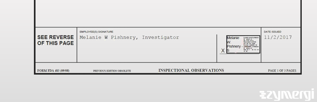 Melanie W. Pishnery FDA Investigator 