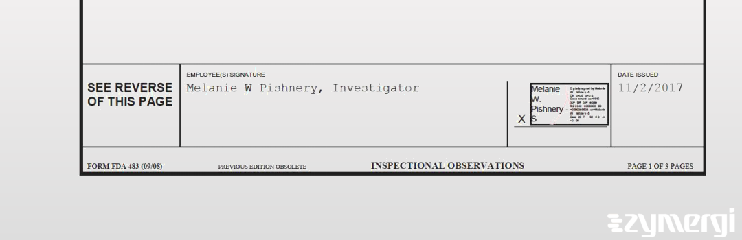Melanie W. Pishnery FDA Investigator