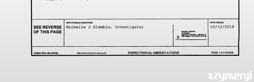 Michelle J. Glembin FDA Investigator 