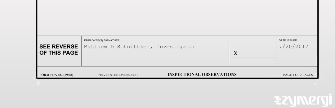 Matthew D. Schnittker FDA Investigator