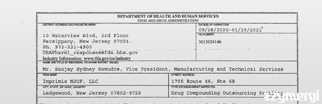 FDANews 483 Imprimis NJOF, LLC Jan 29 2021 top