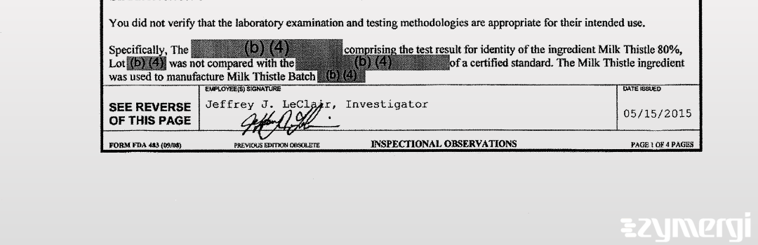 Jeffrey J. Leclair FDA Investigator 