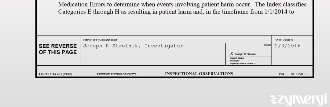 Joseph R. Strelnik FDA Investigator 