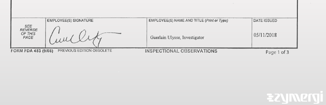 Guerlain Ulysse FDA Investigator 