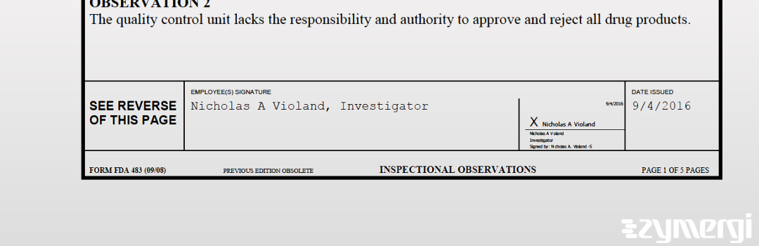 Nicholas A. Violand FDA Investigator 