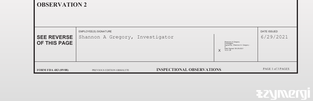 Shannon A. Gregory FDA Investigator