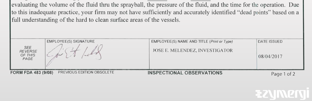 Jose E. Melendez FDA Investigator 