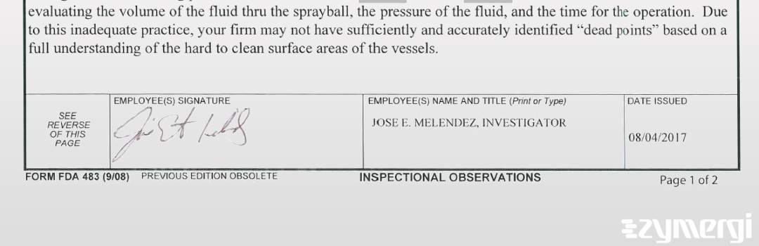 Jose E. Melendez FDA Investigator