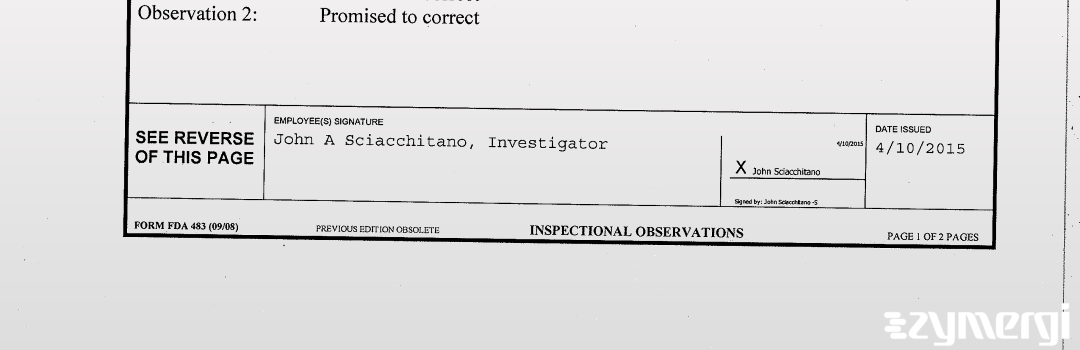 John A. Sciacchitano FDA Investigator