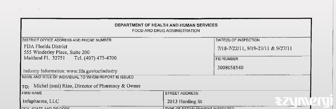 FDANews 483 Infupharma LLC Sep 27 2011 top