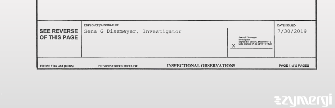 Sena G. Dissmeyer FDA Investigator 