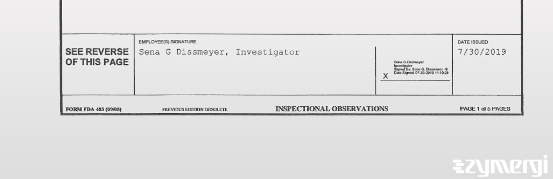 Sena G. Dissmeyer FDA Investigator