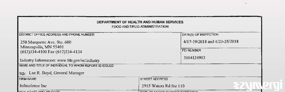 FDANews 483 Infuscience Inc Apr 25 2018 top