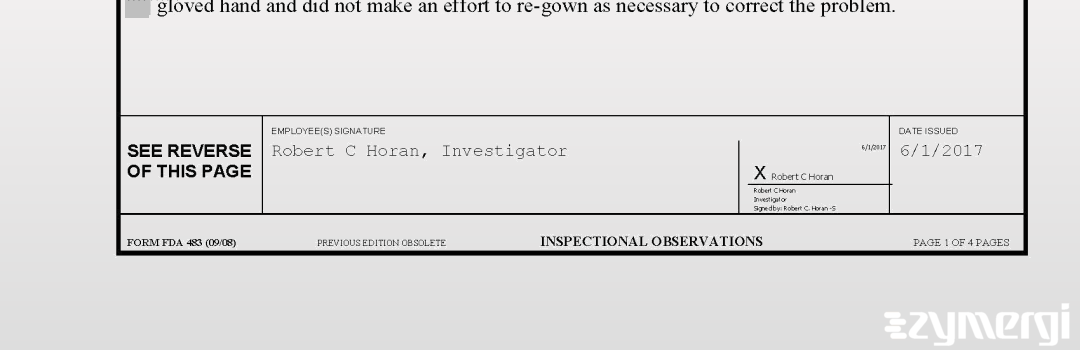 Robert C. Horan FDA Investigator 