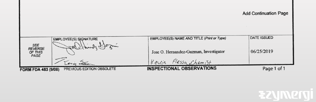 Jose O. Hernandez FDA Investigator Kevin J. Flessa FDA Investigator