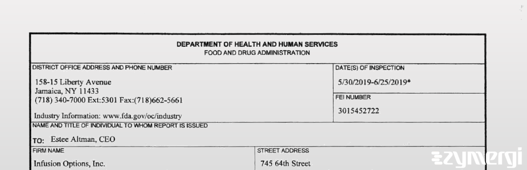 FDANews 483 Infusion Options, Inc. Jun 25 2019 top