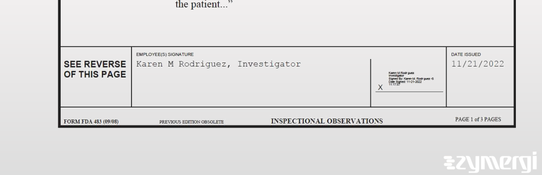 Karen M. Rodriguez FDA Investigator Karen M. Cruz Arenas FDA Investigator Cruz Arenas, Karen M FDA Investigator 