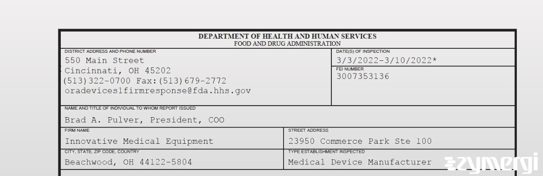 FDANews 483 Innovative Medical Equipment Mar 10 2022 top