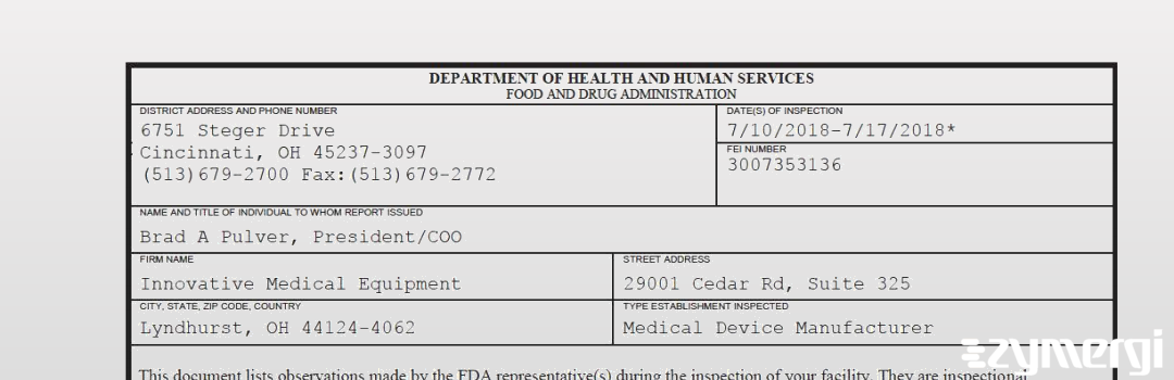 FDANews 483 Innovative Medical Equipment Jul 17 2018 top