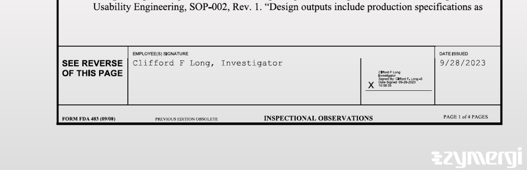 Clifford F. Long FDA Investigator