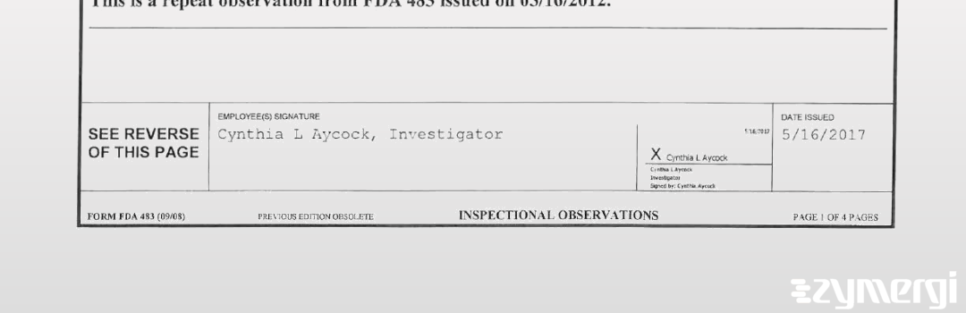 Cynthia L. Aycock FDA Investigator