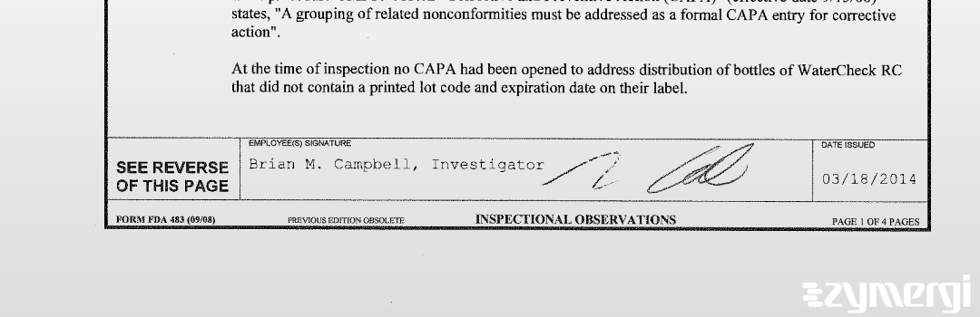 Brian M. Campbell FDA Investigator 