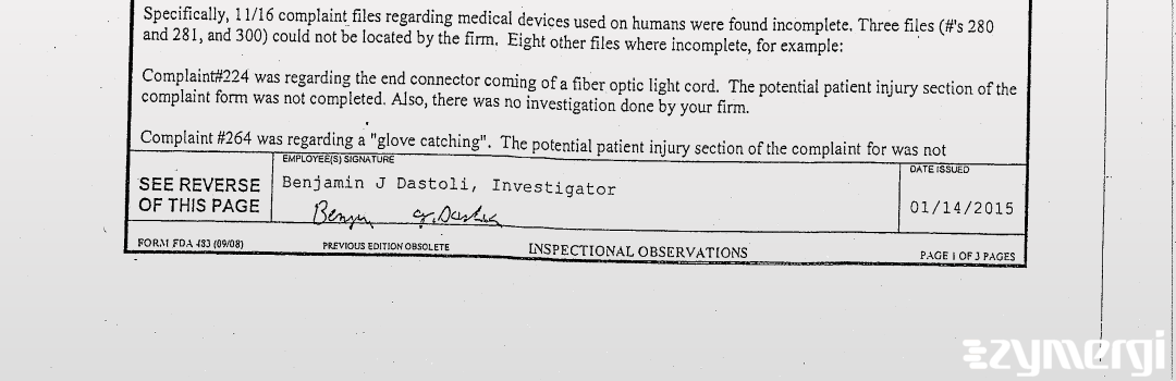 Benjamin J. Dastoli FDA Investigator