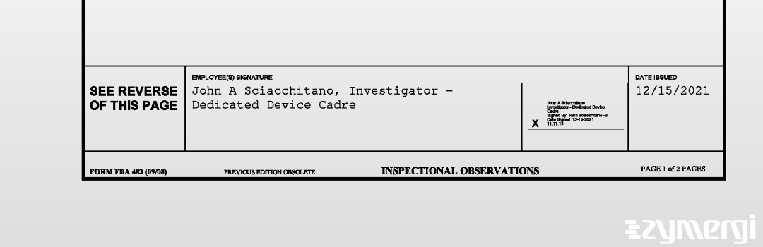 John A. Sciacchitano FDA Investigator 