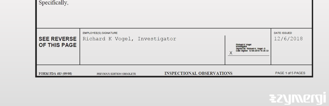 Richard K. Vogel FDA Investigator