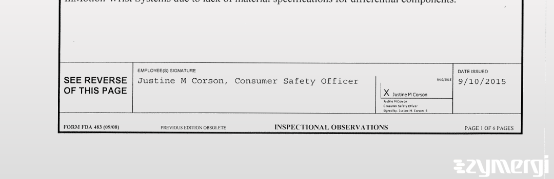 Justine M. Corson FDA Consumer Safety Officer 