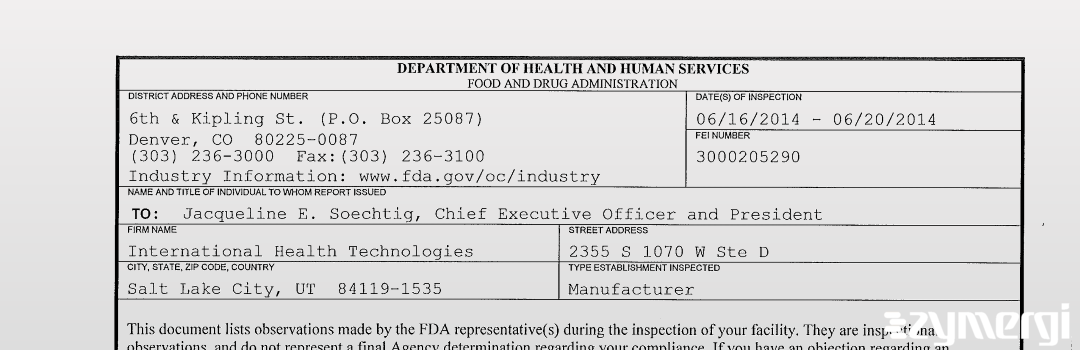 FDANews 483 International Health Technologies Jun 20 2014 top