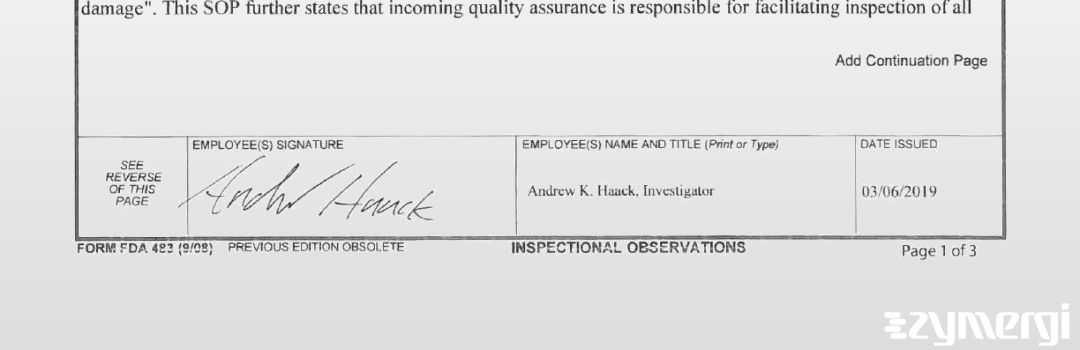 Andrew K. Haack FDA Investigator