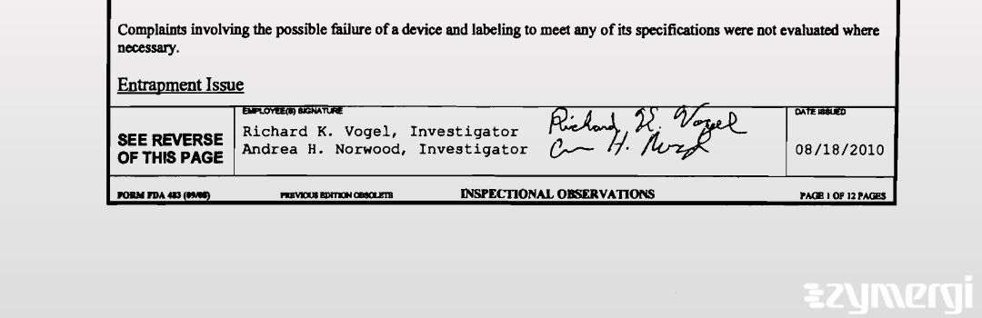 Richard K. Vogel FDA Investigator Andrea H. Norwood FDA Investigator 