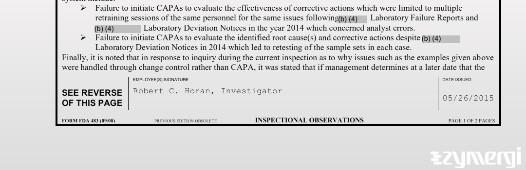 Robert C. Horan FDA Investigator