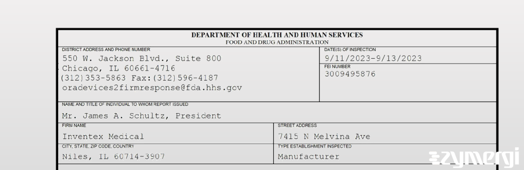 FDANews 483 Inventex Medical Sep 13 2023 top