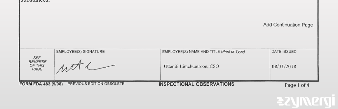 Uttaniti Limchumroon FDA Investigator 