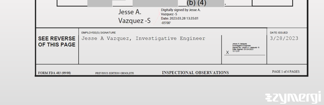 Jesse A. Vazquez FDA Investigator 