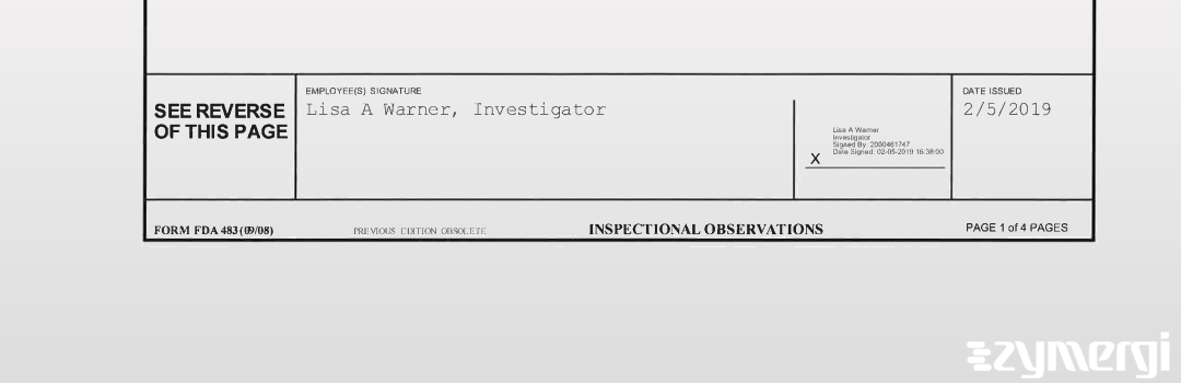 Lisa A. Warner FDA Investigator 