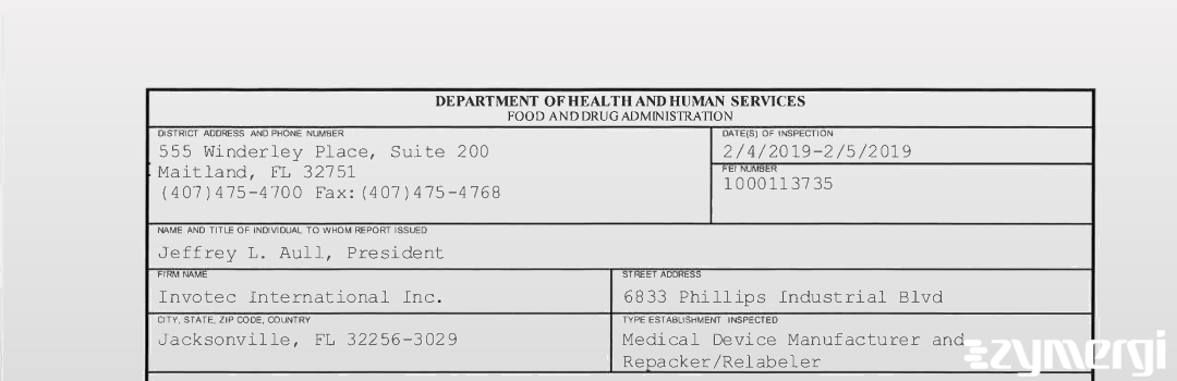FDANews 483 Invotec International Inc. Feb 5 2019 top