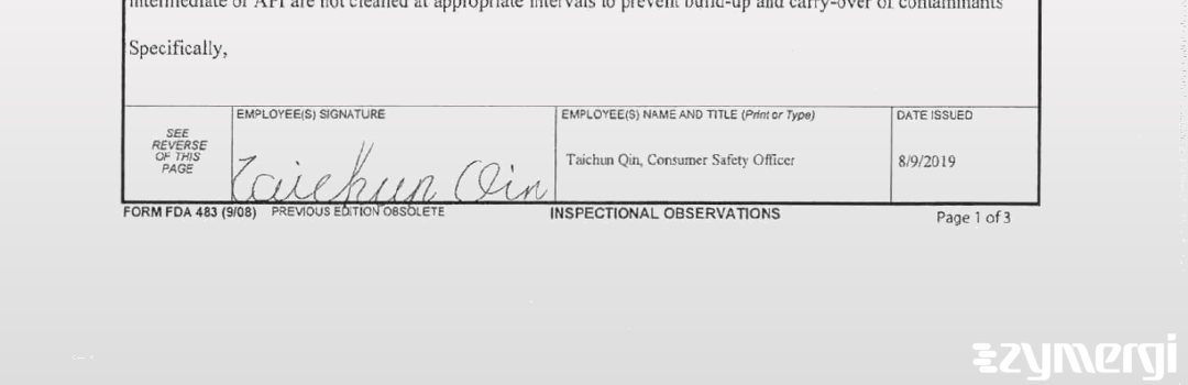 Taichun Qin FDA Investigator