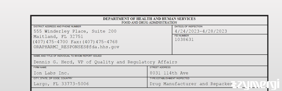 FDANews 483 Ion Labs Inc. Apr 28 2023 top