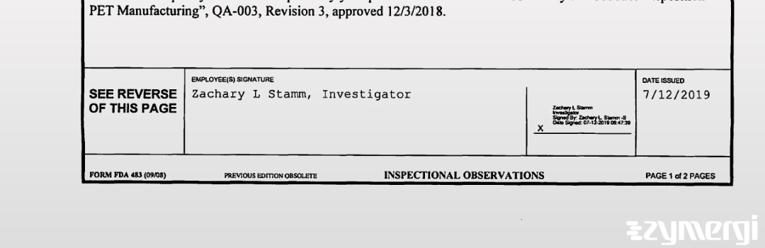 Zachary L. Stamm FDA Investigator