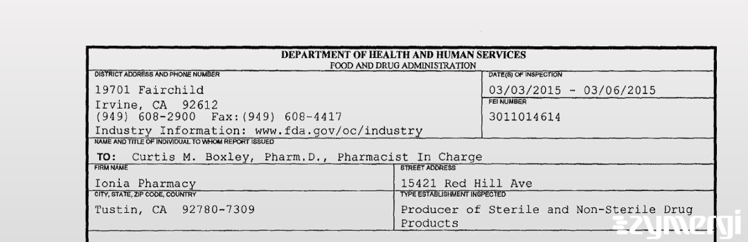 FDANews 483 Ionia Pharmacy Mar 6 2015 top