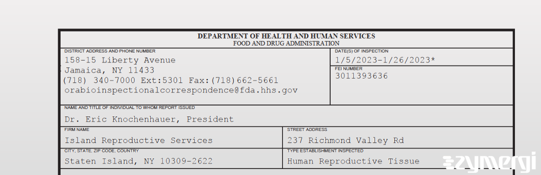 FDANews 483 Island Reproductive Services Jan 26 2023 top